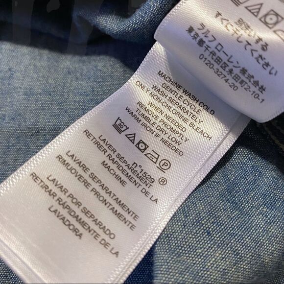 Ralph Lauren Polo Authentic Denim Goods Classic Chambray Shirt size Small - Picture 9 of 11